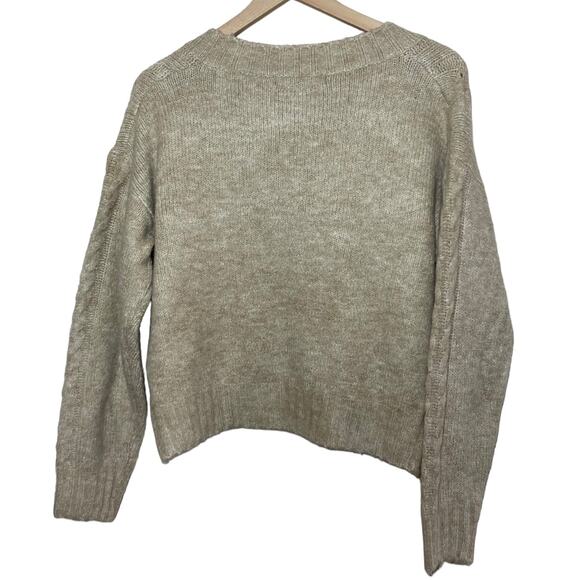 Olivaceous Tan Cable Knit Pom Pom Sweater Size Small - Picture 6 of 10